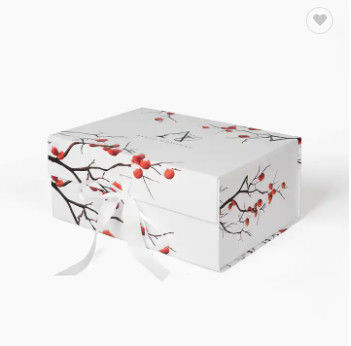 Kundenspezifische Kinderkleidung, die magnetische Falten-PapierGeschenkbox-weißes großes mit Band verpackt